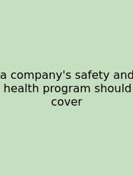 A Company's Safety And Health Program Should Cover