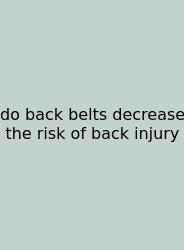Do Back Belts Decrease The Risk Of Back Injury