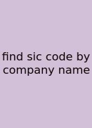 Find Sic Code By Company Name
