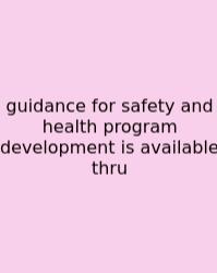 Guidance For Safety And Health Program Development Is Available Thru