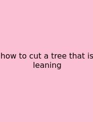 How To Cut A Tree That Is Leaning