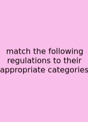 Match The Following Regulations To Their Appropriate Categories