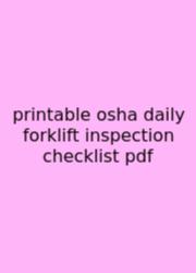 Printable Osha Daily Forklift Inspection Checklist Pdf