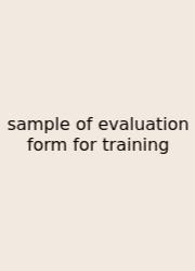 Sample Of Evaluation Form For Training