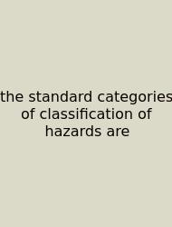 The Standard Categories Of Classification Of Hazards Are