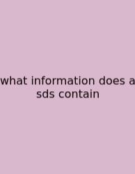 What Information Does A Sds Contain