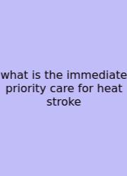 What Is The Immediate Priority Care For Heat Stroke