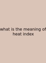 What Is The Meaning Of Heat Index