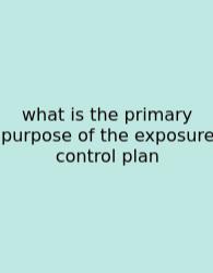 What Is The Primary Purpose Of The Exposure Control Plan