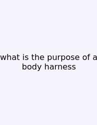 What Is The Purpose Of A Body Harness
