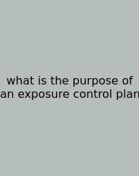 What Is The Purpose Of An Exposure Control Plan